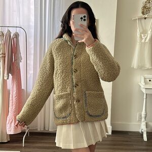 Mable faux sherpa paisley trim jacket